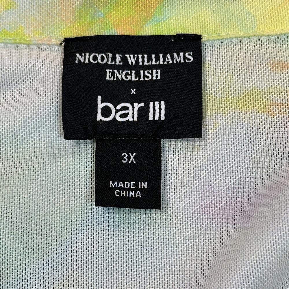 Bar III Nicole Williams English Dress Womens 3X TieDye Printed Ruched DrawString - Picture 3 of 12